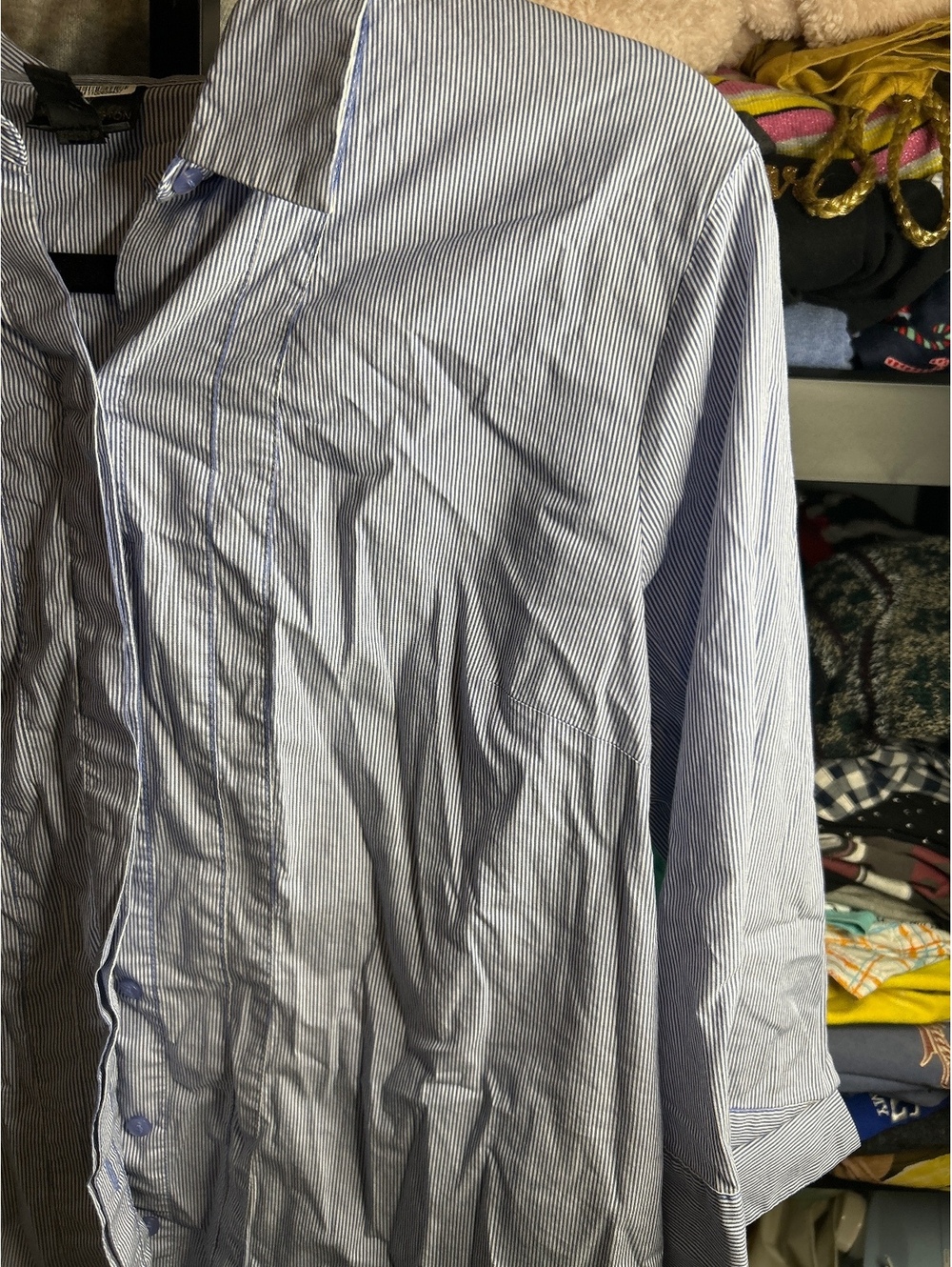 Worthington PXL Women's Blue Pinstripe Button-Up Shirt Size XL